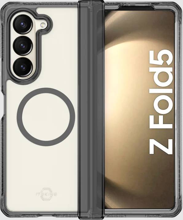 Samsung Galaxy Z Fold5 Hybrid R Hinge Case Clear Smoke MagSafe