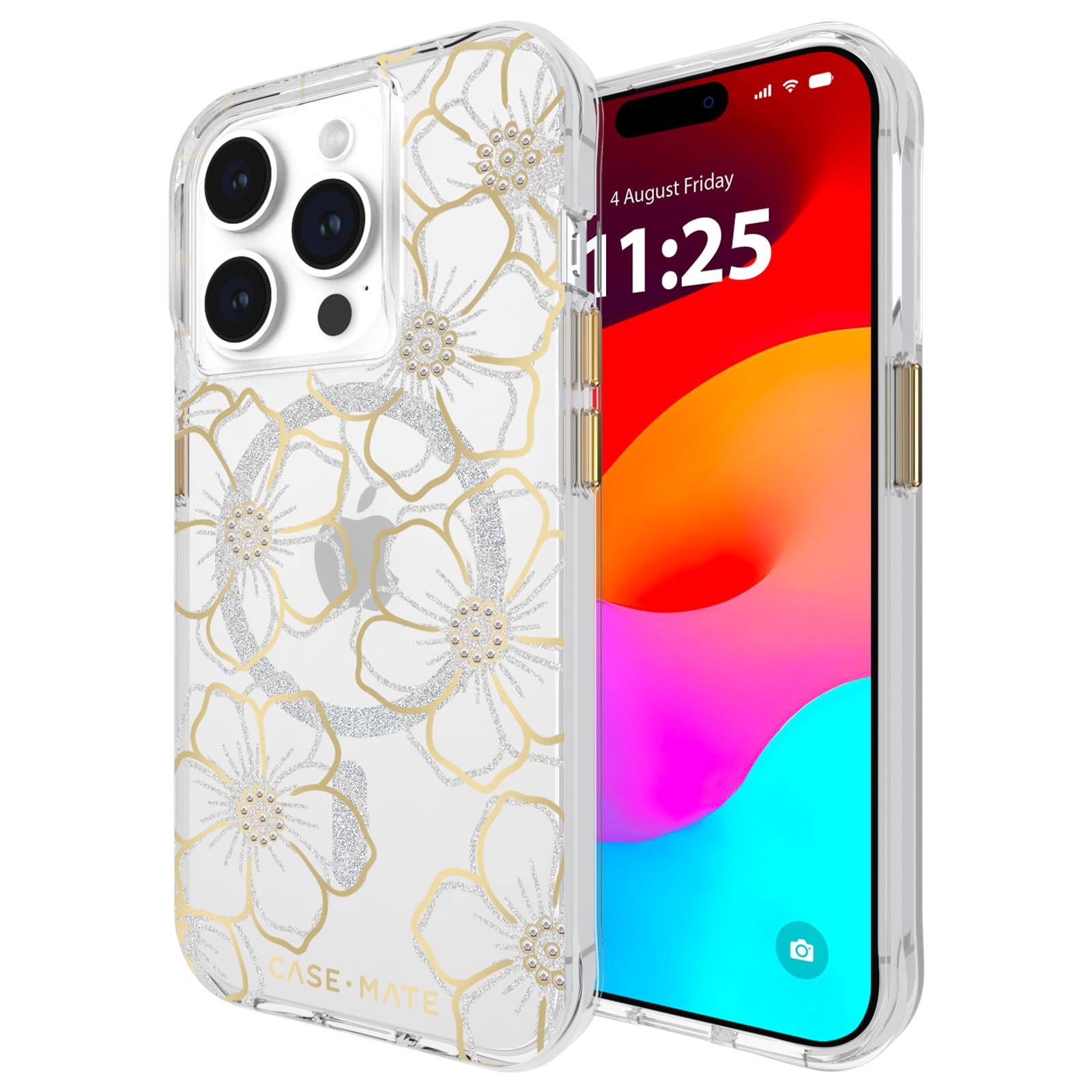 Case-Mate Floral Gems Iphone 15 Pro Case 6.1In MagSafe Rhinestones 12ft