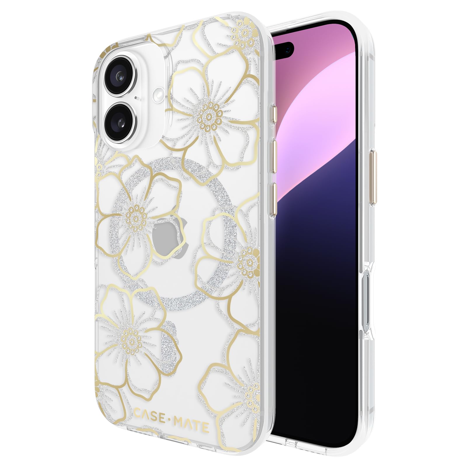 Case Mate iPhone 16 MagSafe Sparkly Floral Case With 12ft