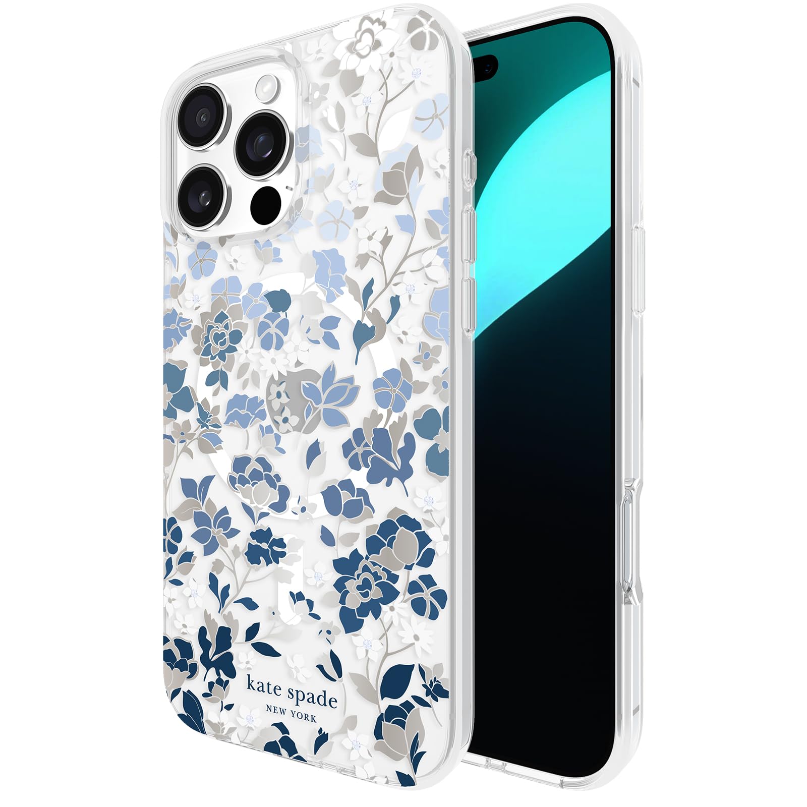 Kate Spade New York iPhone 16 Pro Max Case With MagSaf e Flowerbed Blue Gems