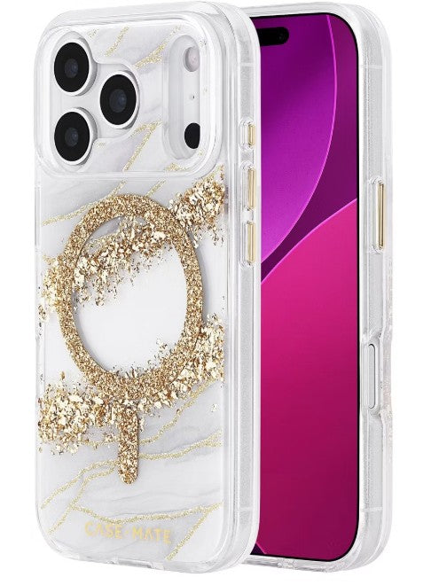 Case-Mate iPhone 17 Pro Case MagSafe Marble Karat Granite 12ft Drop Protection