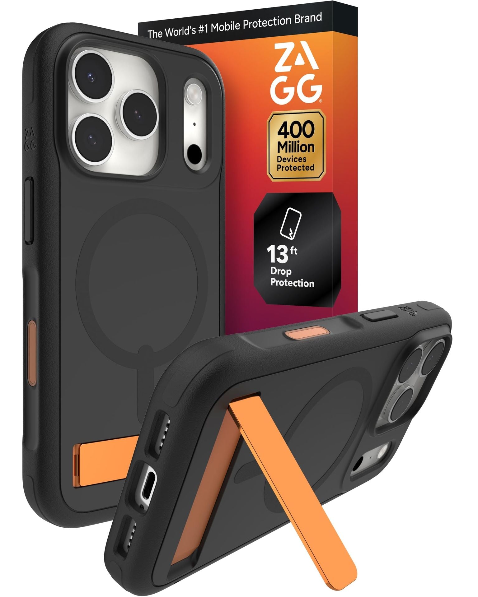 ZAGG Sedona Snap Case With Kickstand For iPhone 17 Pro Flood Black MagSafe