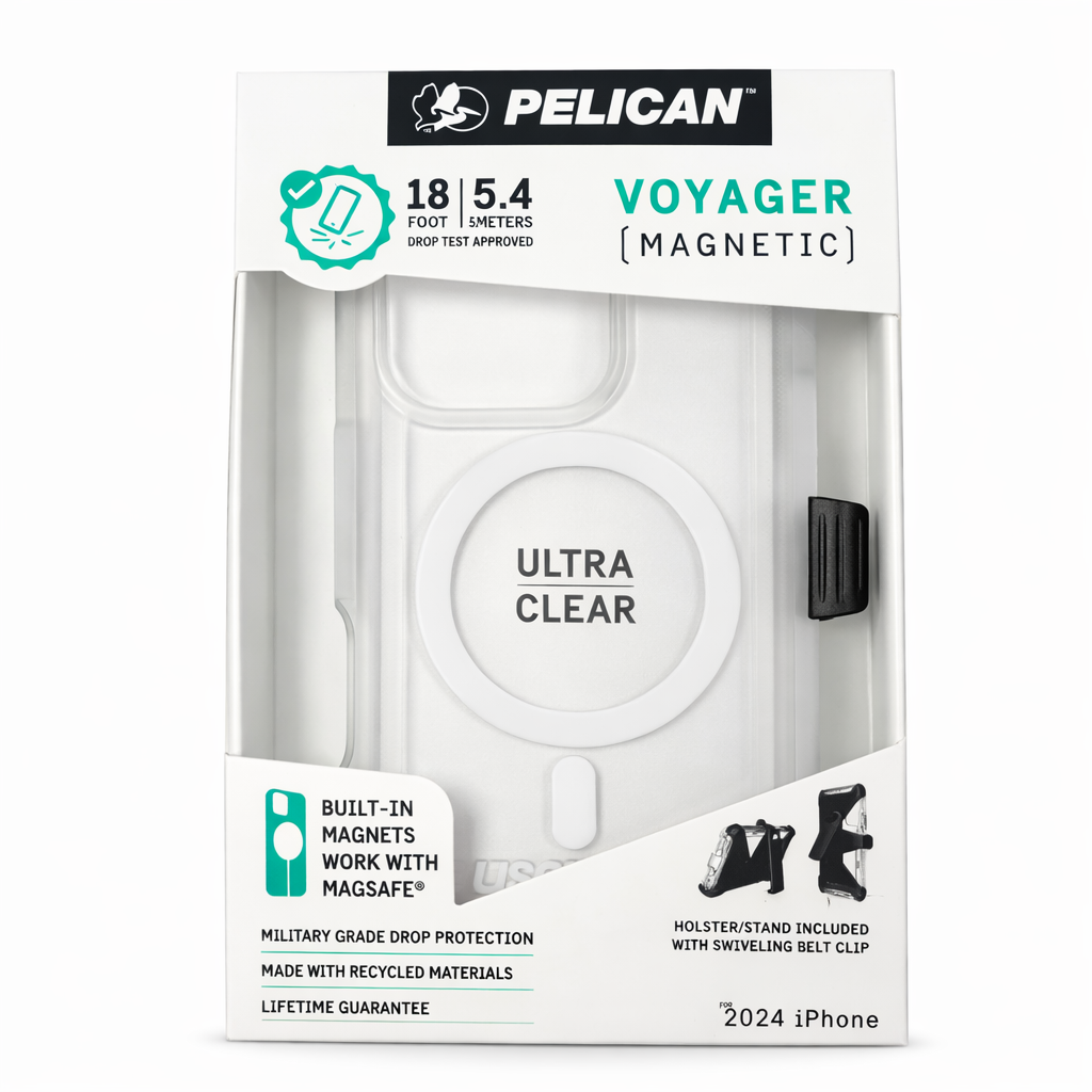 Pelican Voyager MagSafe Case and Holster for iPhone 16 Clear