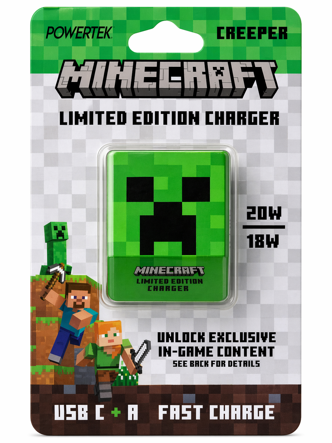 Minecraft Creeper Limited Edition USB C And USB A 20W Fast Charger