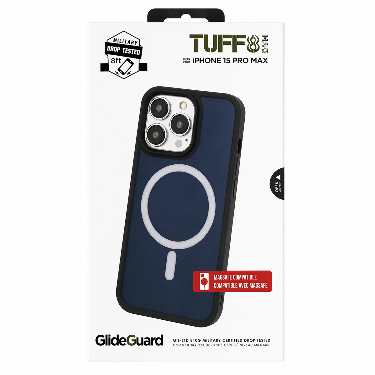 TUFF8 GlideGuard Hard Shell Case MagSafe For iPhone 15 Pro Max Midnight Blue