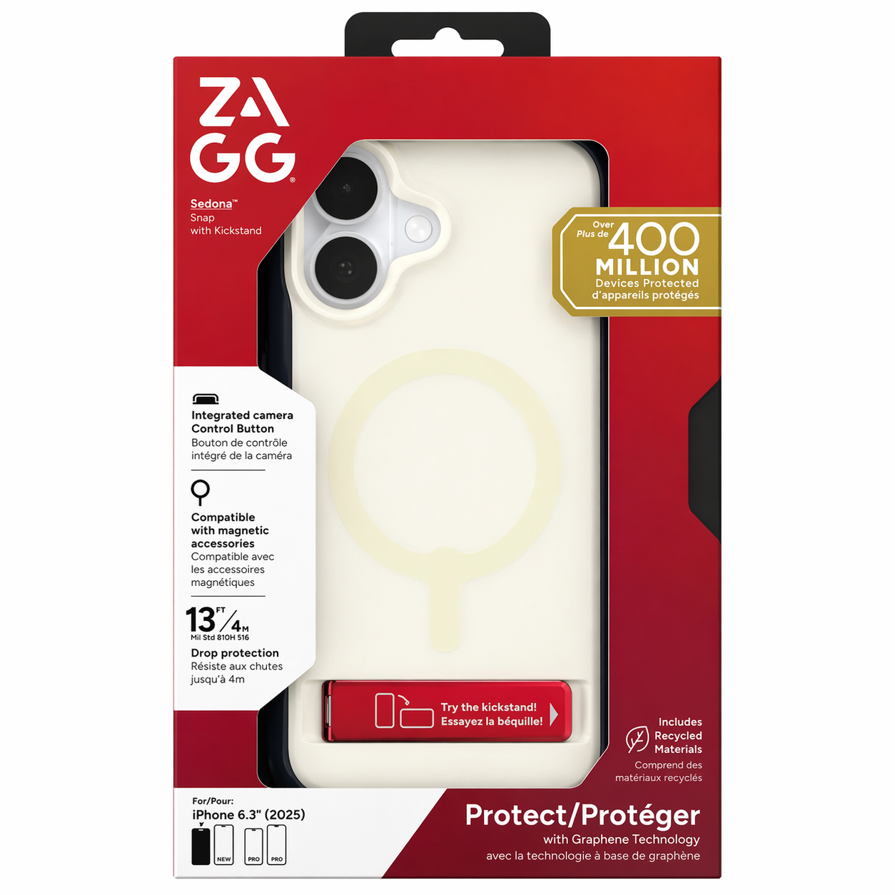 ZAGG Sedona Snap Case With Kickstand For iPhone 17 MagSafe Red Light Blue