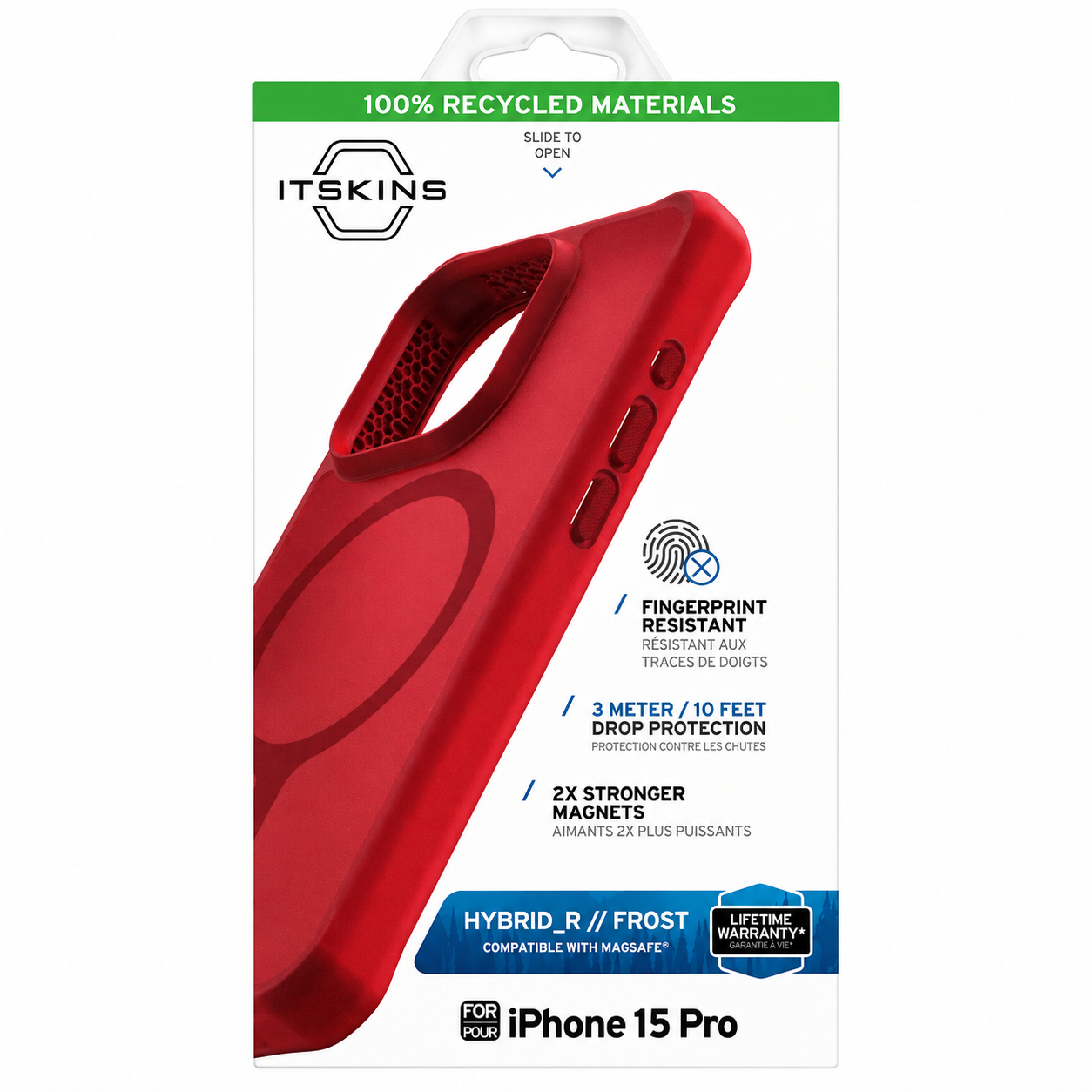 ITSKINS Hybrid R Frost Matte Slim Case For IPhone 15 Pro With MagSafe Red