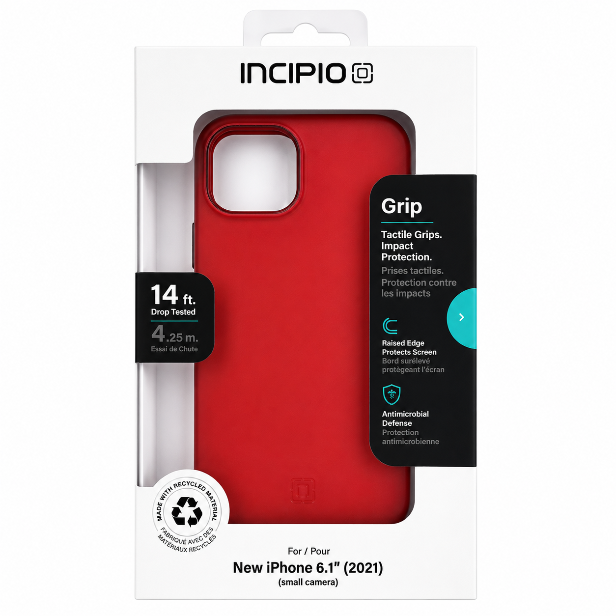 Incipio Grip Case For Iphone 13 Red Slim Shockproof 14ft Drop Wireless Charging