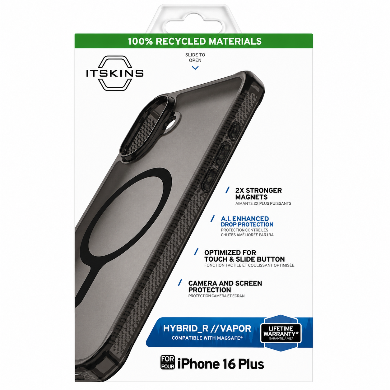 ITSKINS Hybrid R Vapor Magnetic Matte Case for iPhone 16 Plus MagSafe Smoke