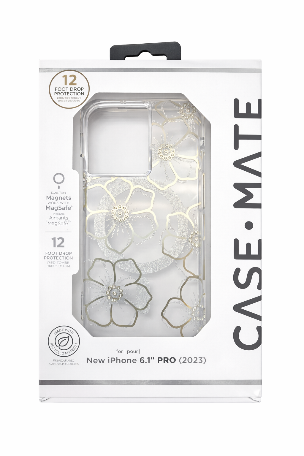 Case-Mate Floral Gems Iphone 15 Pro Case 6.1In MagSafe Rhinestones 12ft