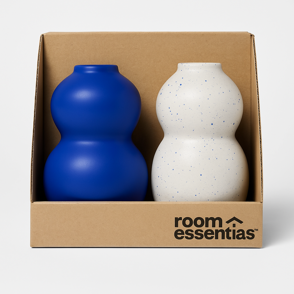 2 Pack Cobalt Blue Glass Bud Vases Set For Home Table Centerpiece Decor
