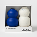 2 Pack Cobalt Blue Glass Bud Vases Set For Home Table Centerpiece Decor