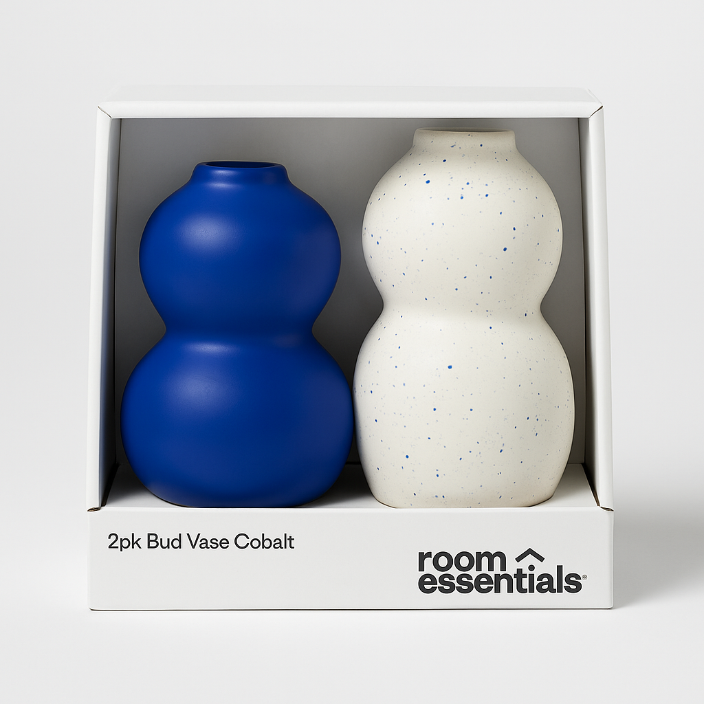 2 Pack Cobalt Blue Glass Bud Vases Set For Home Table Centerpiece Decor