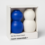 2 Pack Cobalt Blue Glass Bud Vases Set For Home Table Centerpiece Decor