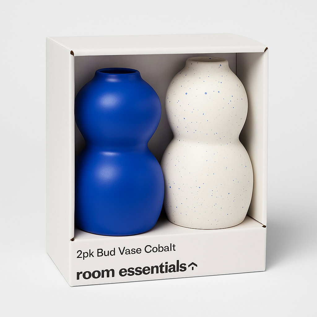 2 Pack Cobalt Blue Glass Bud Vases Set For Home Table Centerpiece Decor