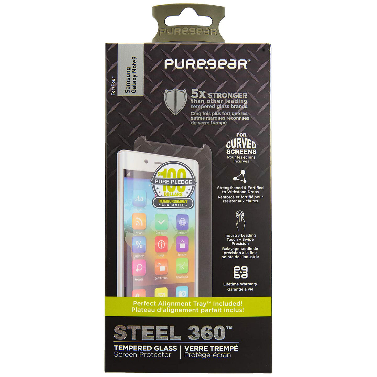 [818719024886] Puregear Steel 360 Tempered Glass Protector For Samsung Galaxy Note9 W/Easy Install Alignment Tray + Pure Pledge Program ($100 Reimbursement Toward The Repair Of Broken Screen Guarantee)
