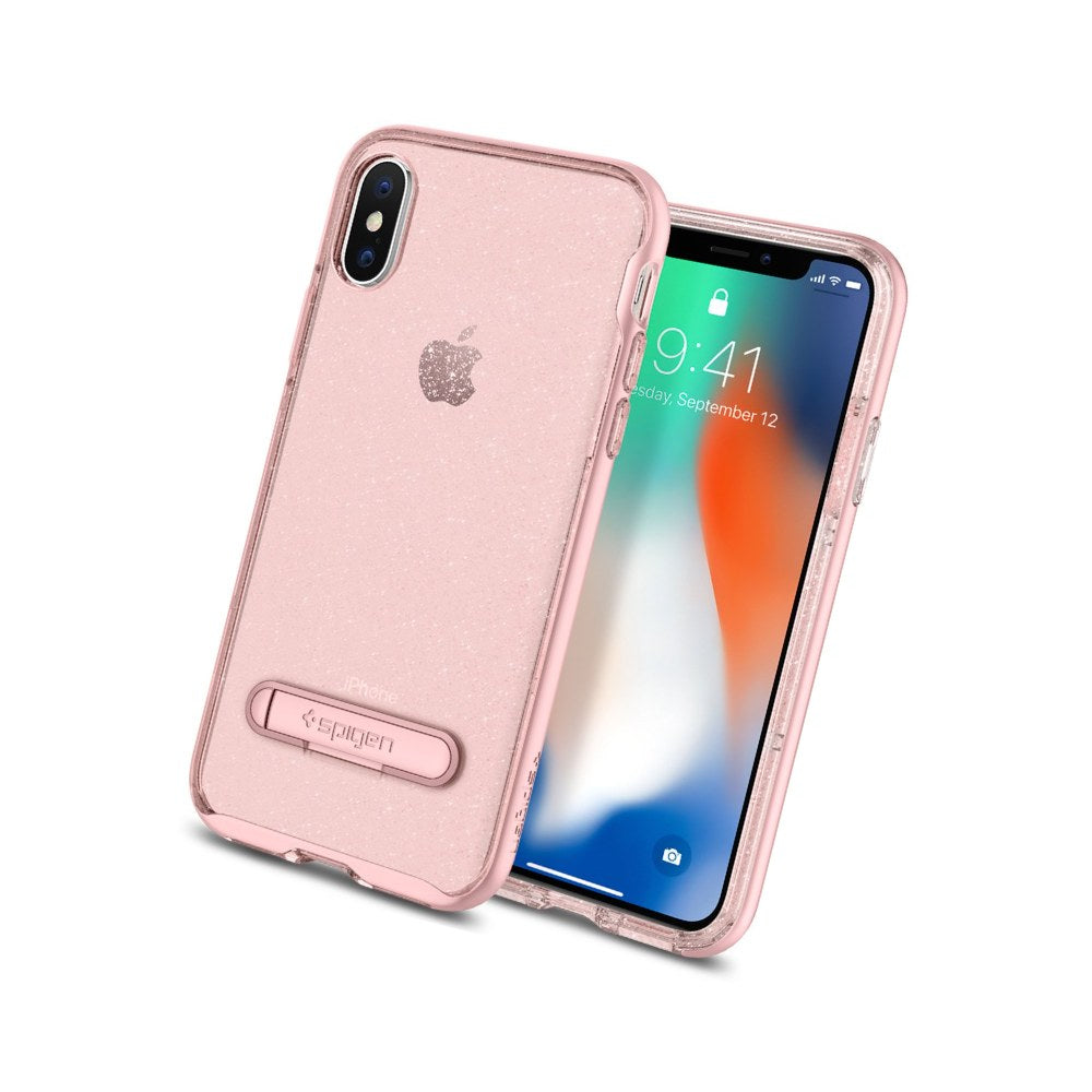 [8809565300479] Spigen Crystal Hybrid Glitter Iphone A Case With Flexible Inner Casing And Reinforced Hard Bumper Frame For Iphone A (2017) - Rose Quartz