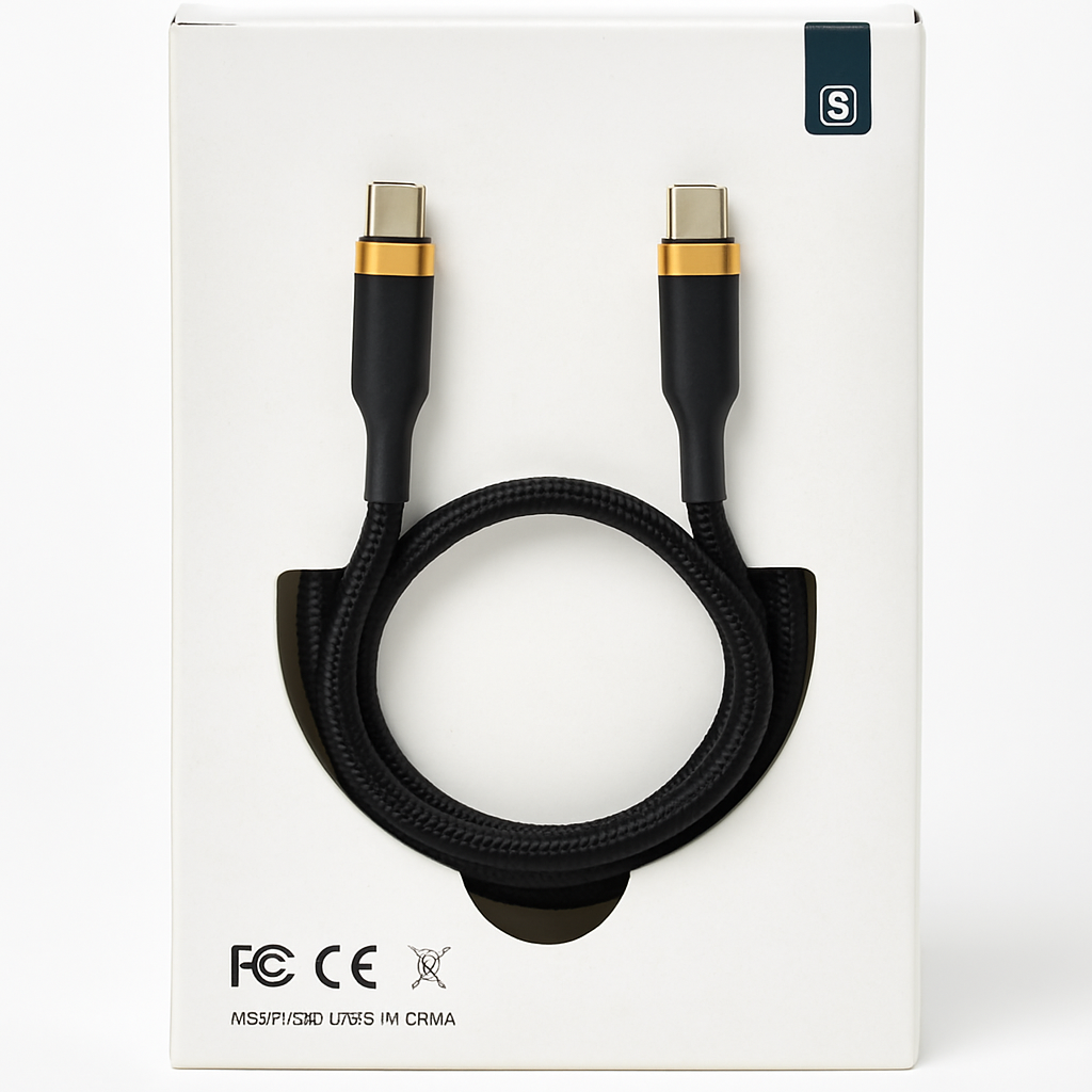 [810135813204] Simple Magnetic Usb C To Usb C Cable, 6ft Length, Black, Fast Charging Data Transfer Cord