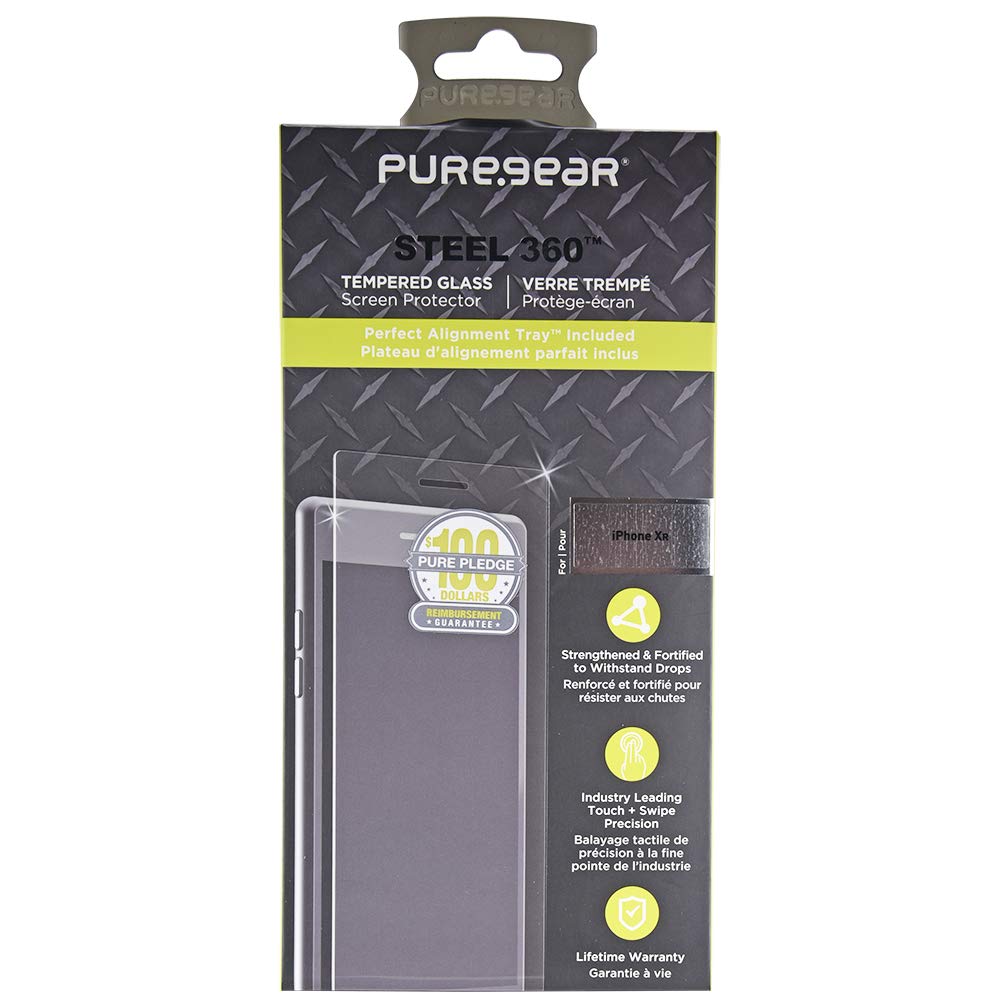 [818719029270] Puregear Steel 360 Tempered Glass Screen Protector For Iphone Xr With Easy Install Alignment Tray + Pure Pledge Program ($100 Reimbursement Toward The Repair Of Broken Screen Guarantee)