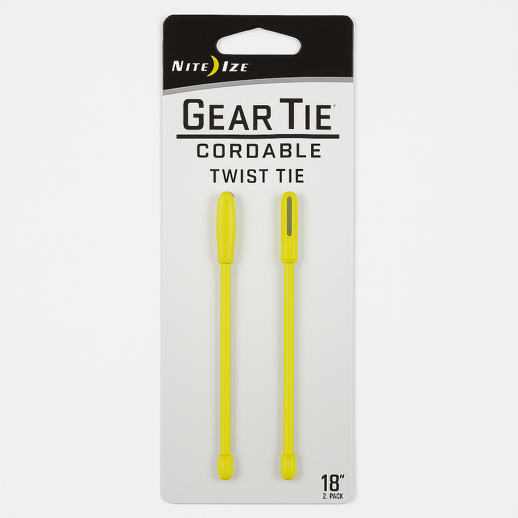 Nite Ize Gear Tie Cordable Twist Ties 18 Inch Neon Yellow 2 Pack