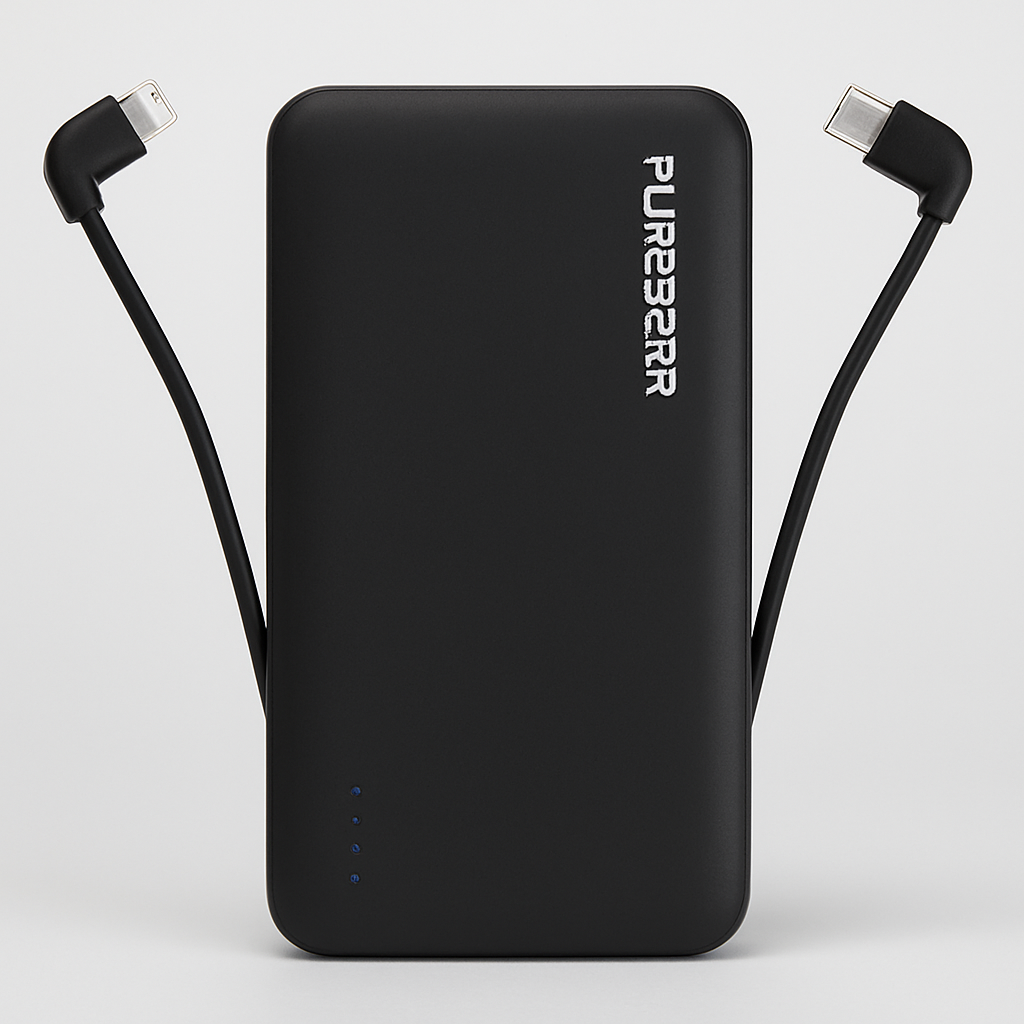 [818719024794] Puregear Purejuice 10,000mah Portable Power Bank With Built-In Usb-C & Lightning Cables