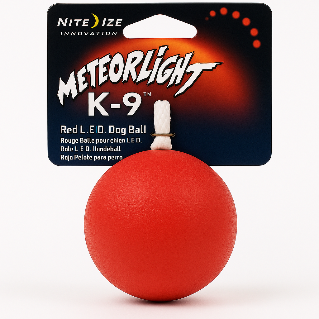 Nite Ize Meteorlight K9 Led Safety Dog Ball With Reflective Cord Red