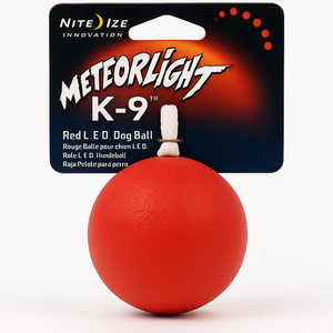 Nite Ize Meteorlight K9 Led Safety Dog Ball With Reflective Cord Red