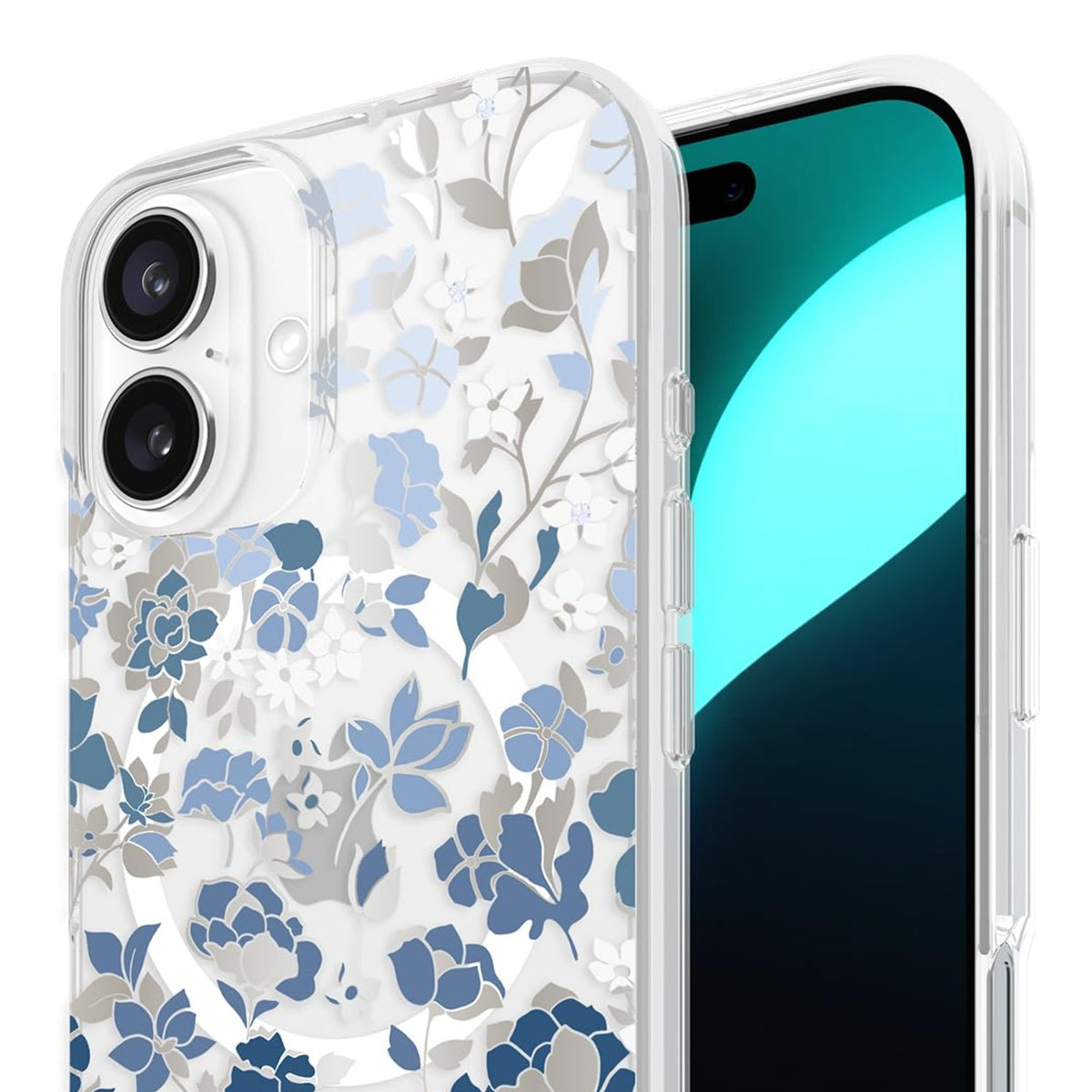 Kate Spade New York iPhone 16 Flowerbed Blue Gems Clear Protective Case
