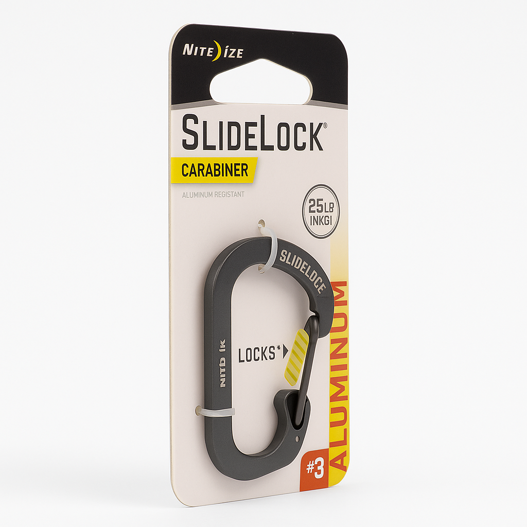 Nite Ize Size 3 SlideLock Carabiner Locking Aluminum Keychain Charcoal Grey