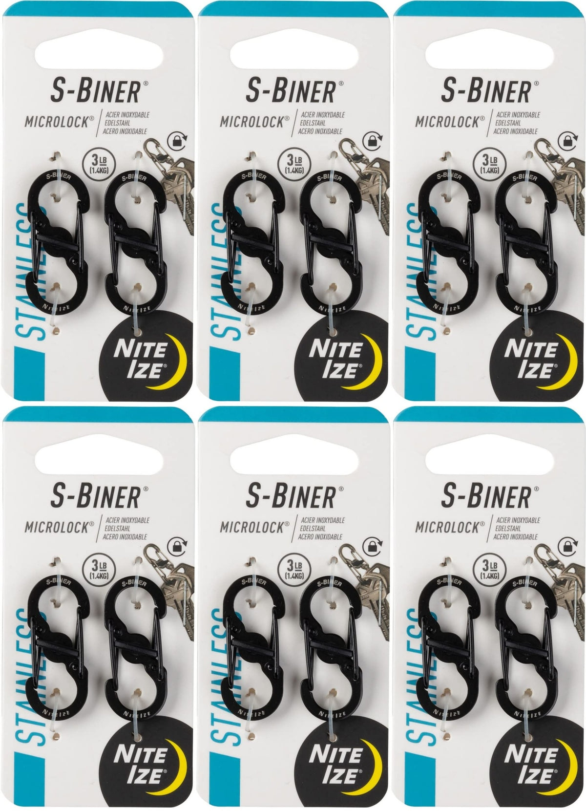 Nite Ize S-Biner Slidelock Black Aluminum Carabiner 2 Pack