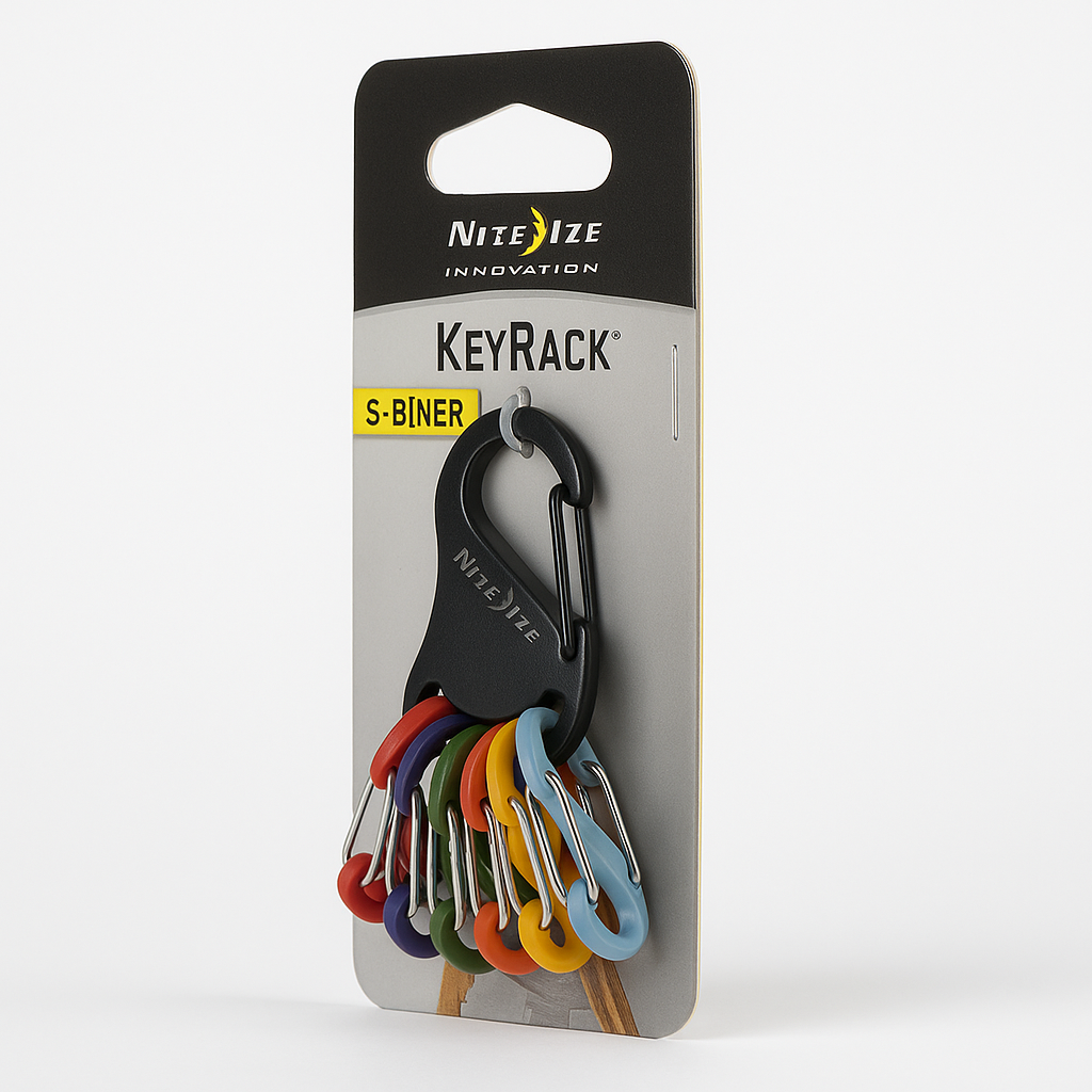 Nite Ize KeyRack Stainless Steel Carabiner Key Chain with 6 Colorful S-Biners