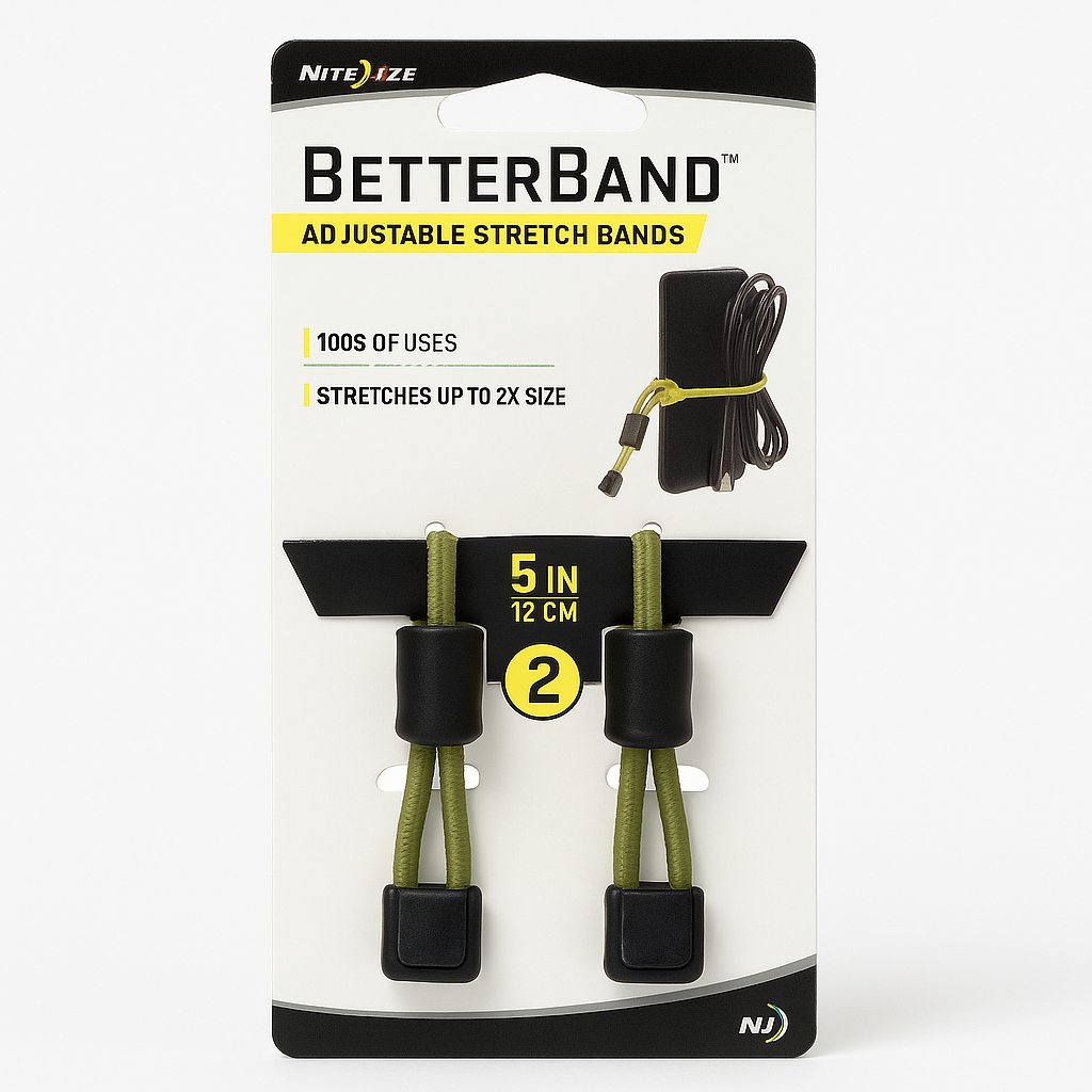 Nite Ize Betterband Adjustable Stretch Bands 5 Inch 2 Pack Foliage Green