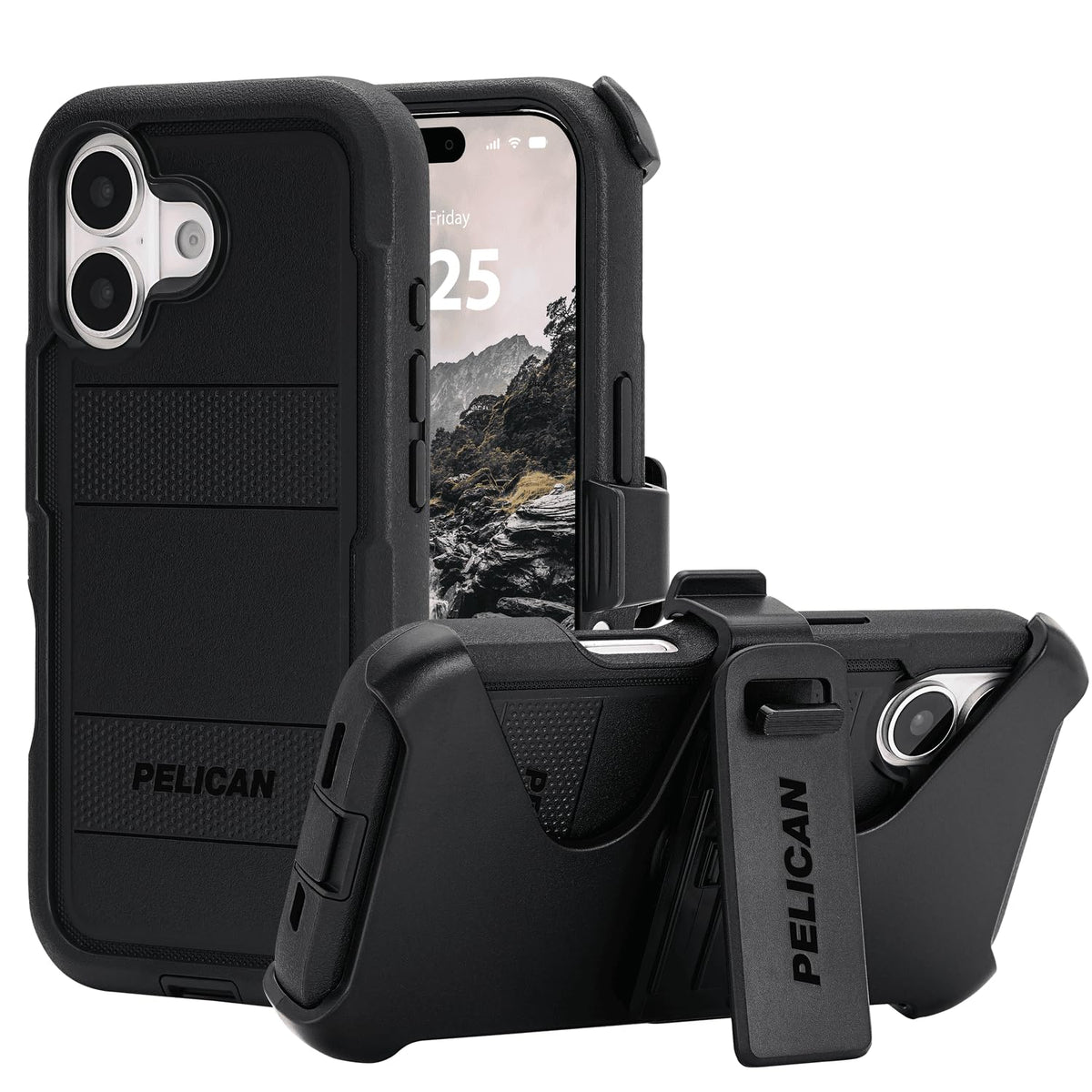 Pelican Voyager Iphone 17 Case [Compatible With Magsafe] Rugged Phone Case W/ 24ft Military-Grade Drop Protection - Heavy Duty Phone Cover W/Belt Clip Holster For Iphone 17 - Black - 840171753813