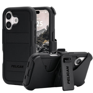 Pelican Voyager Iphone 17 Case [Compatible With Magsafe] Rugged Phone Case W/ 24ft Military-Grade Drop Protection - Heavy Duty Phone Cover W/Belt Clip Holster For Iphone 17 - Black - 840171753813