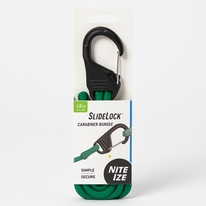 Nite Ize SlideLock Carabiner Bungee 48 Inch Green Utility Cord