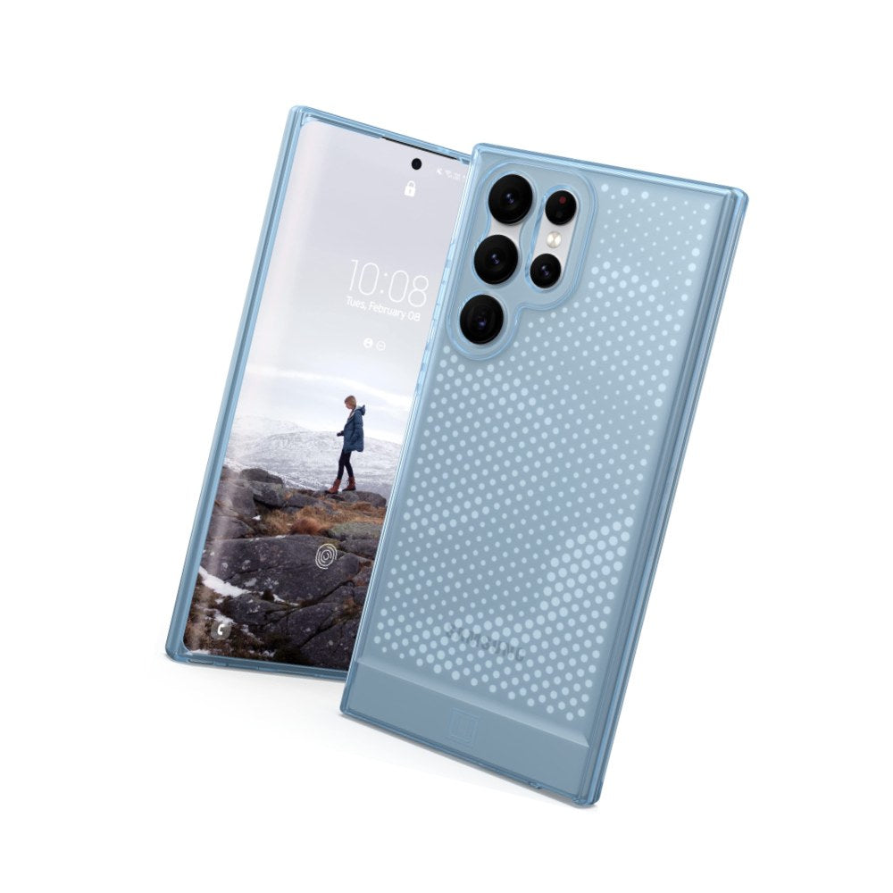 Urban Armor Gear [U] By Uag Designed For Samsung Galaxy S22 Ultra Case Clear Blue Cerulean Lucent Slim Fit Lightweight Stylish Transparent Impact Resistant Protective Phone Cover, [6.8 Inch Screen] - 810070368920