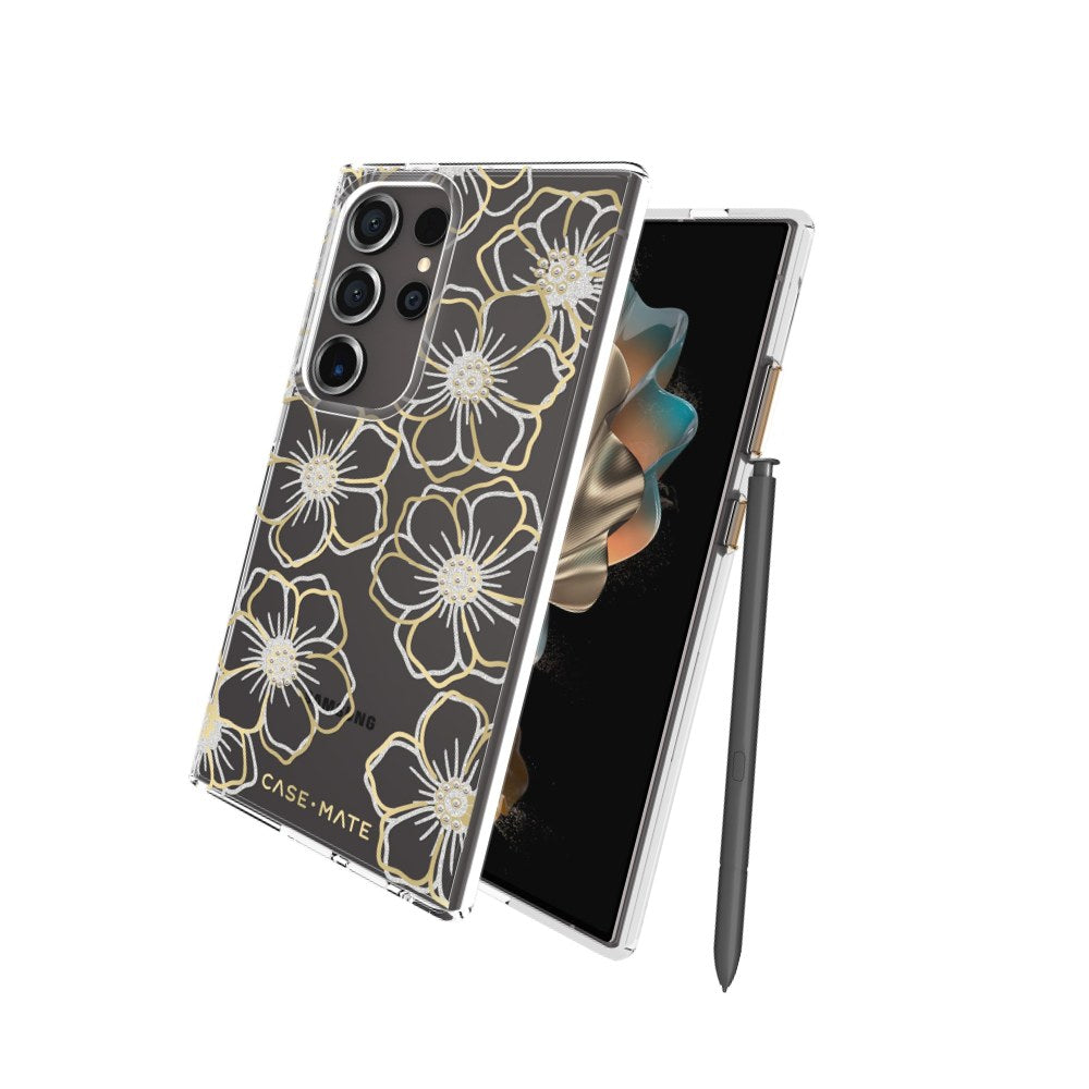 Case-Mate Samsung Galaxy S24 Ultra Floral Gems Bling Wireless Charging Case
