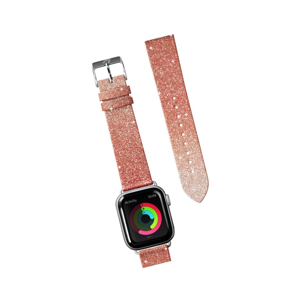 Laut - Ombre Sparkle Watch Strap Compatible With Apple Watch Series 1/2/3/4/5 | Genuine Leather | Gradient Effect | Stainless Steel Clasp & Connectors (38mm / 40mm • Peach) - 4895206913317