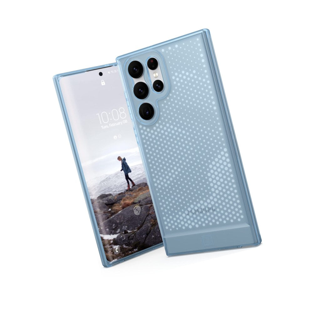 Urban Armor Gear [U] By Uag Designed For Samsung Galaxy S22 Ultra Case Clear Blue Cerulean Lucent Slim Fit Lightweight Stylish Transparent Impact Resistant Protective Phone Cover, [6.8 Inch Screen] - 810070368920