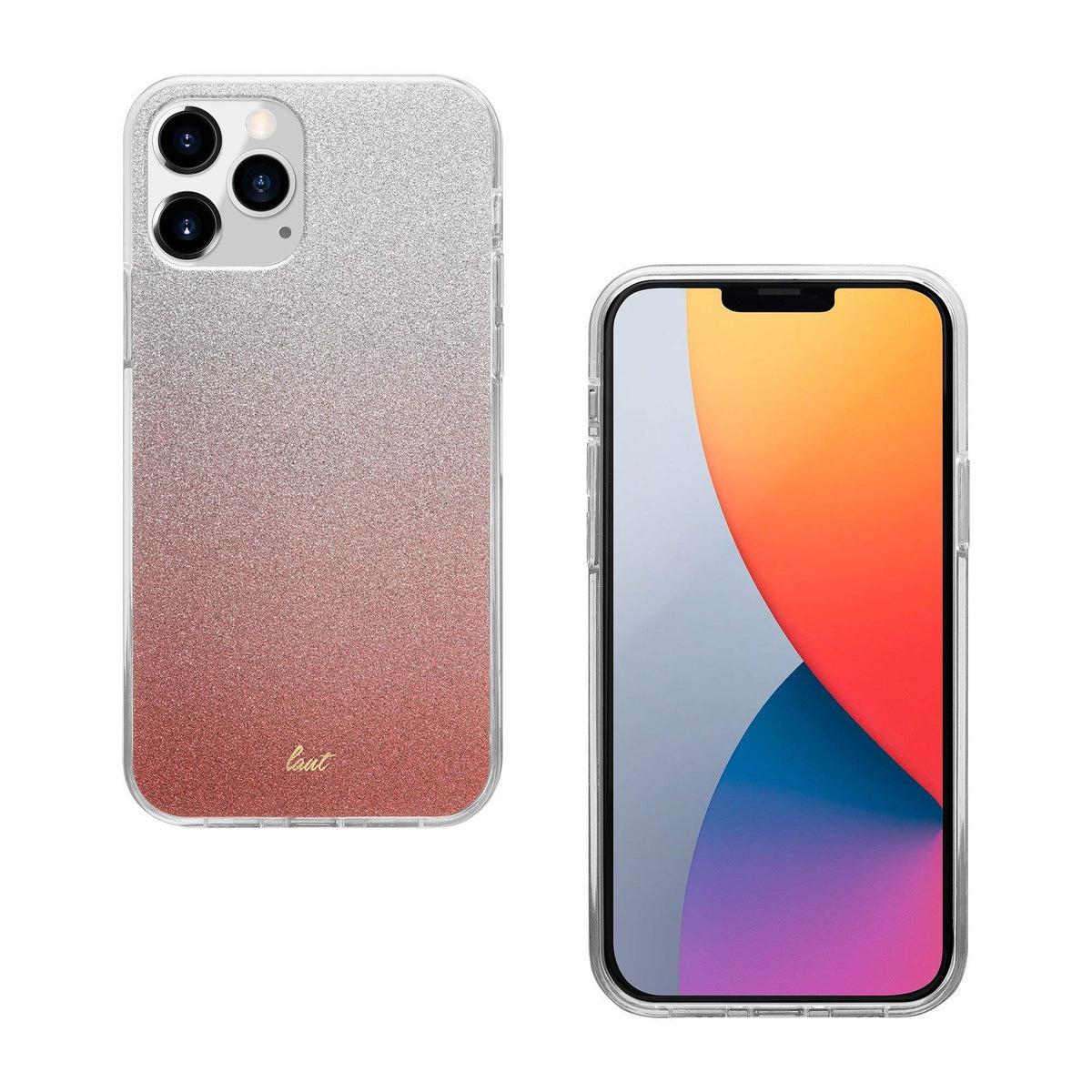 Laut - Ombre Sparkle Case Compatible With Iphone 12 / Iphone 12 Pro | Glitter Gradient Effect | 4ft./1.2m Impact Protection | Crystal Clear Frame • Peach - 4895206918237