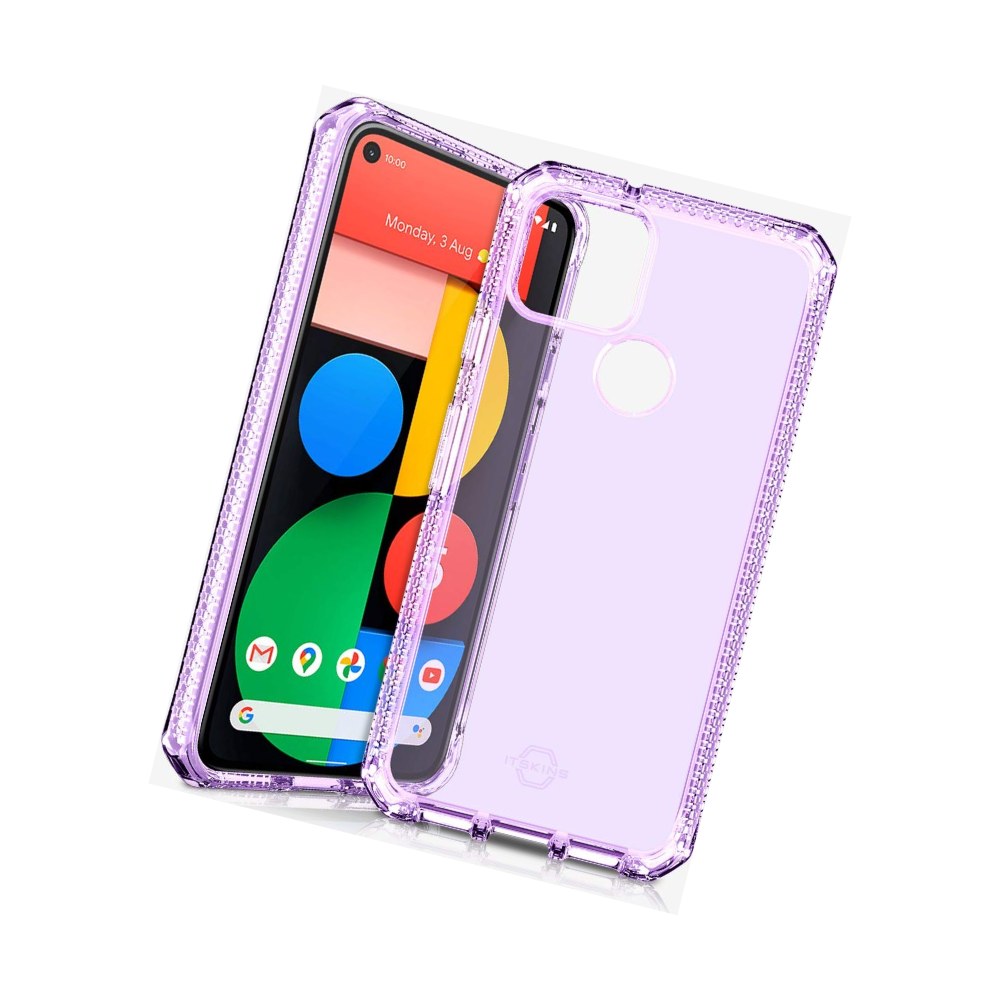 Itskins Spectrum Clear Protective Phone Case Compatible With Pixel 5, Slim Hybrid Case, Anti-Yellowing, And Heavy Duty Shockproof Cover, Military Phone Case - Light Purple - 4894465212575