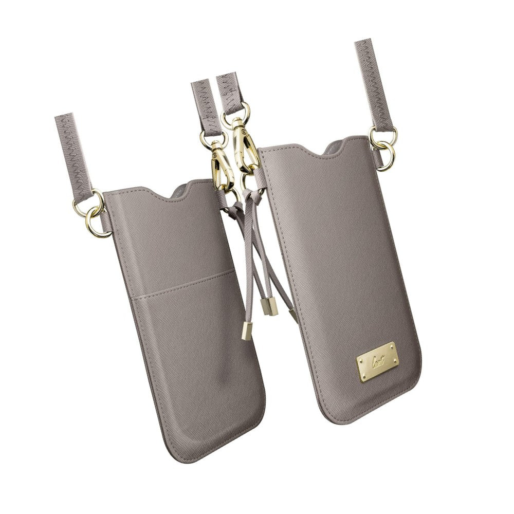 Laut |Prestige Necklace Sleeve | Saffiano Leather Structure | Adjustable Strap | Universal Fit | Card Slot • Taupe - 4895206914307