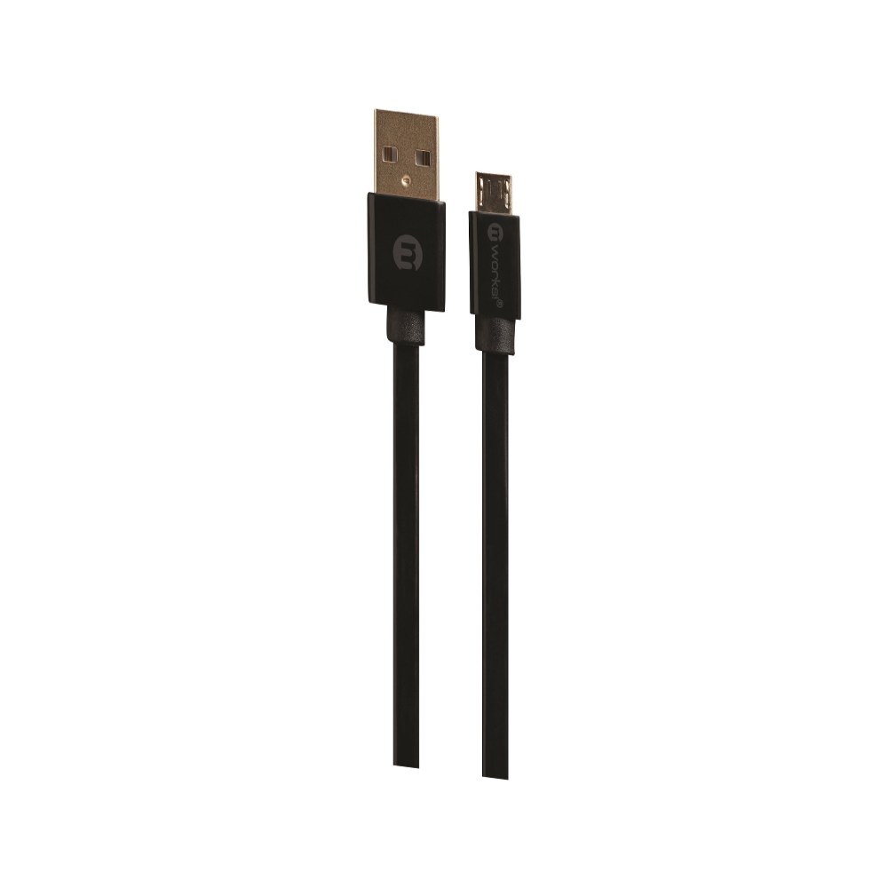 Mworks! Mpower! Flat Micro-Usb Cable 6 Feet In Length Black - Retail Packaging - 610370557372