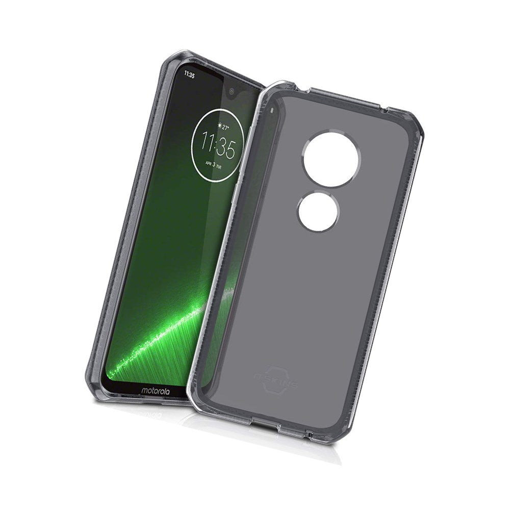 Itskins Spectrum // Clear Compatible With Moto G7 Play, Protective Phone Case, Slim Hybrid Case, Anti-Yellowing, And Heavy Duty Shockproof Cover, Military Phone Case - Smoke - 4894465752323