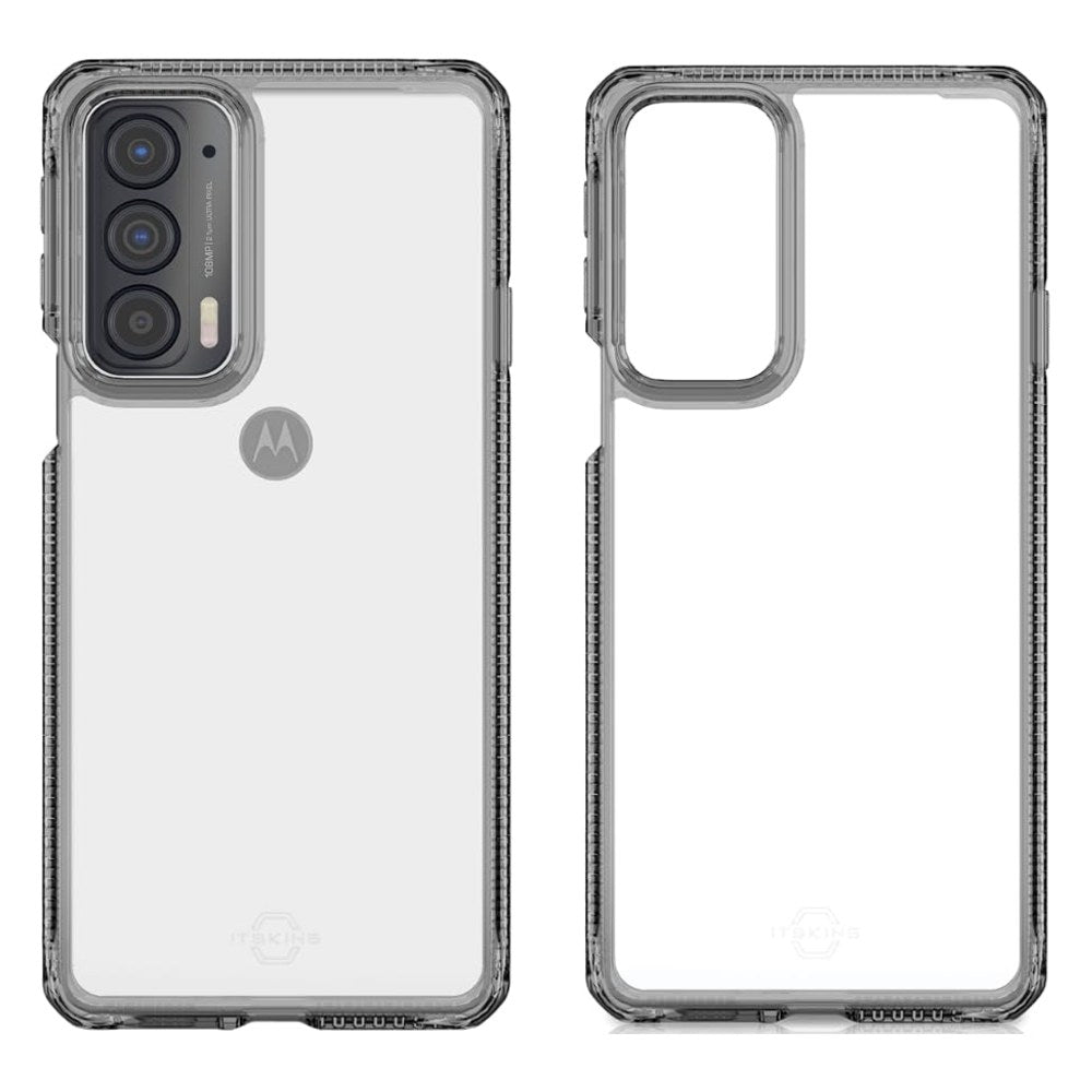 Itskins Hybrid // Clear Compatible With Moto Edge 2021, Protective Phone Case, Slim Hybrid Case, Anti-Yellowing, And Heavy Duty Shockproof Cover, Military Phone Case - Black And Transparent - 888842757067