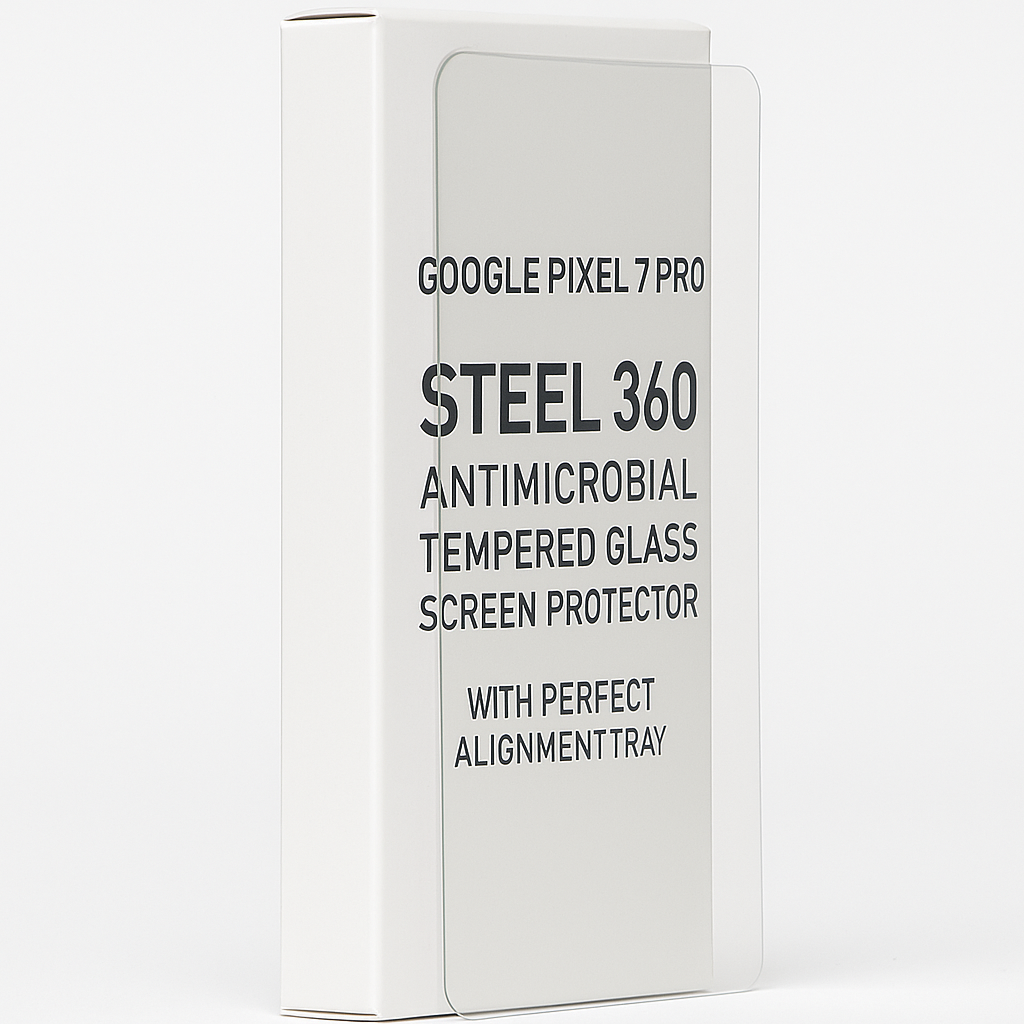 Puregeargoogle Pixel 7 Pro Steel 360 Antimicrobial Tempered Glass Screen Protector With Perfect Alignment Tray