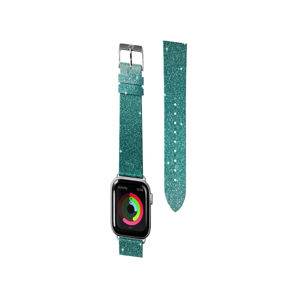 Laut - Ombre Sparkle Watch Strap Compatible With Apple Watch Series 1/2/3/4/5 | Genuine Leather | Gradient Effect | Stainless Steel Clasp & Connectors (38mm / 40mm • Mint) - 4895206913324