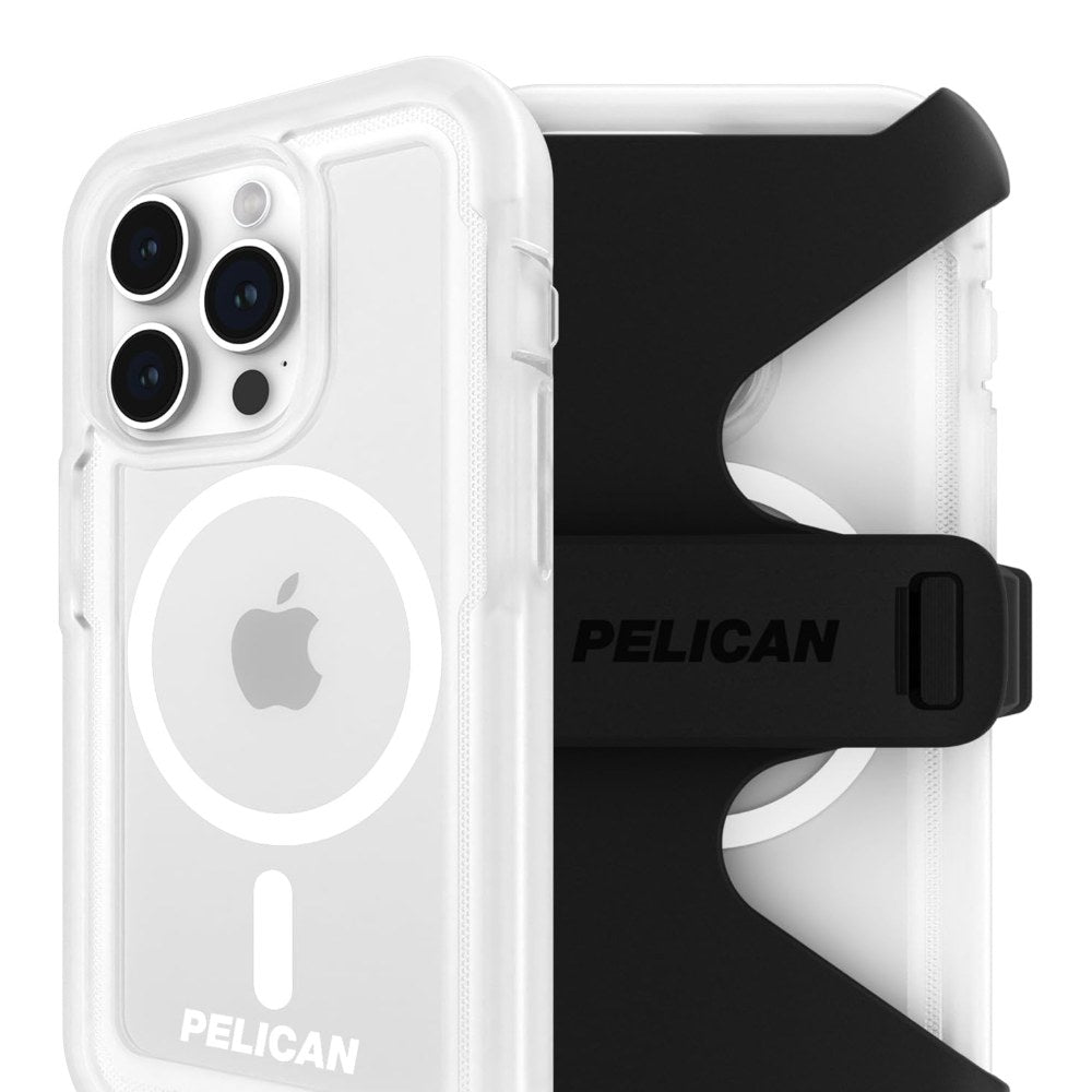 Pelican Voyager Series - Iphone 15 Pro Case 6.1" [Compatible With Magsafe] [Anti-Yellow] Magnetic Charging Phone Case With Belt Clip Holster Kickstand [18ft Military Grade Drop Protection] - Clear - 840171729115