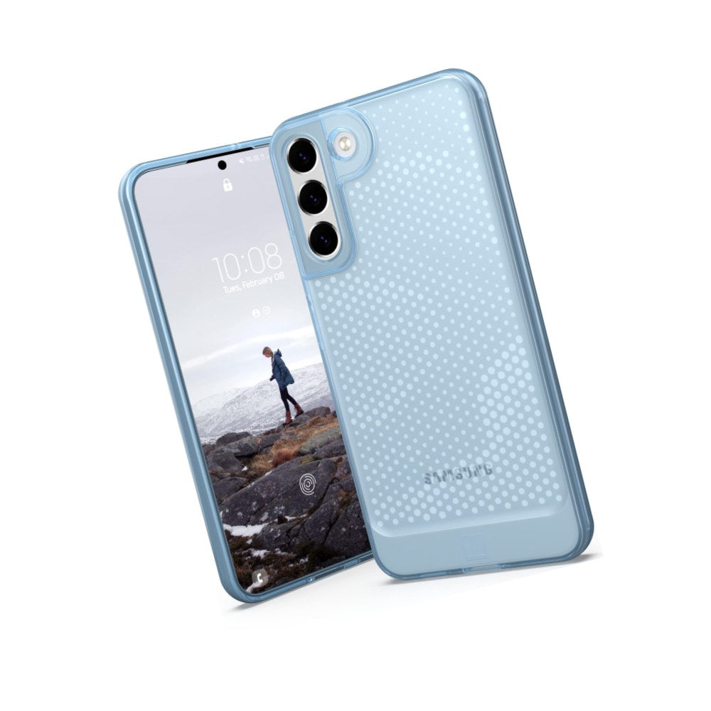 Urban Armor Gear [U] By Uag Designed For Samsung Galaxy S22 Plus Case Clear Blue Cerulean Lucent Slim Fit Lightweight Stylish Transparent Impact Resistant Protective Phone Cover, [6.6 Inch Screen] - 810070368753