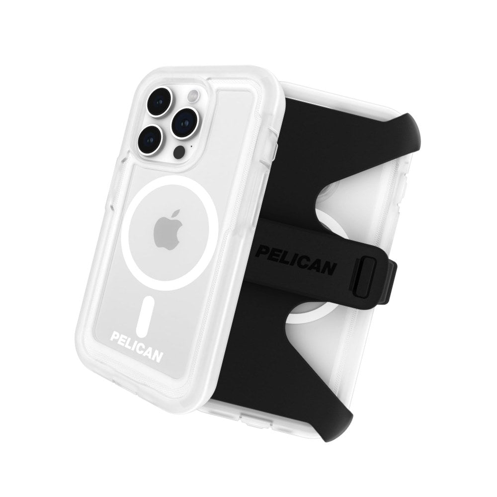 Pelican Voyager Series - Iphone 15 Pro Case 6.1" [Compatible With Magsafe] [Anti-Yellow] Magnetic Charging Phone Case With Belt Clip Holster Kickstand [18ft Military Grade Drop Protection] - Clear - 840171729115